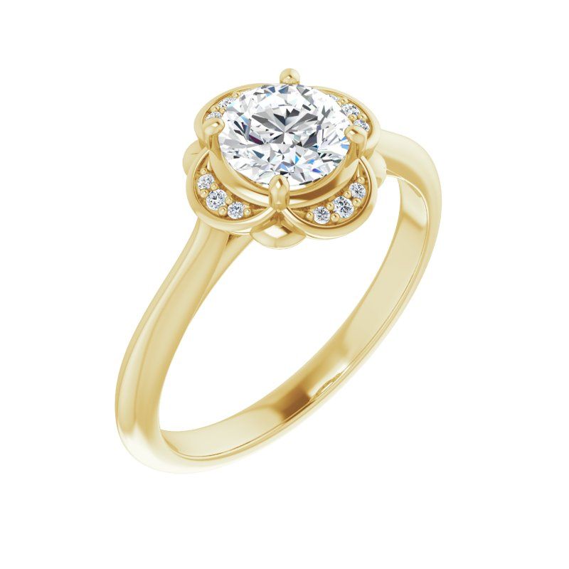 14K Gold Round Engagement Ring