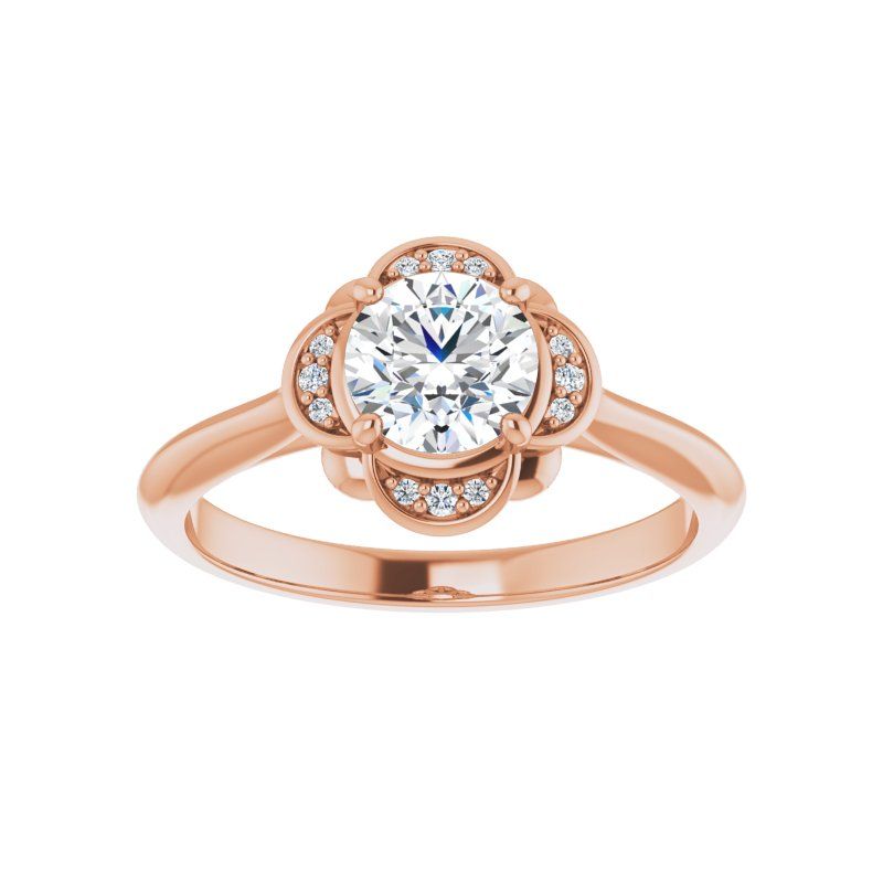 14K Gold Round Engagement Ring