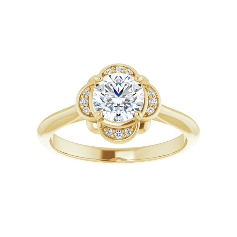 14K Gold Round Engagement Ring