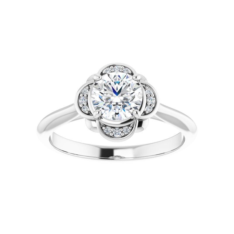 14K Gold Round Engagement Ring