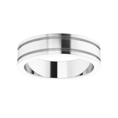 14K Gold Flat Edge Band with Milgrain