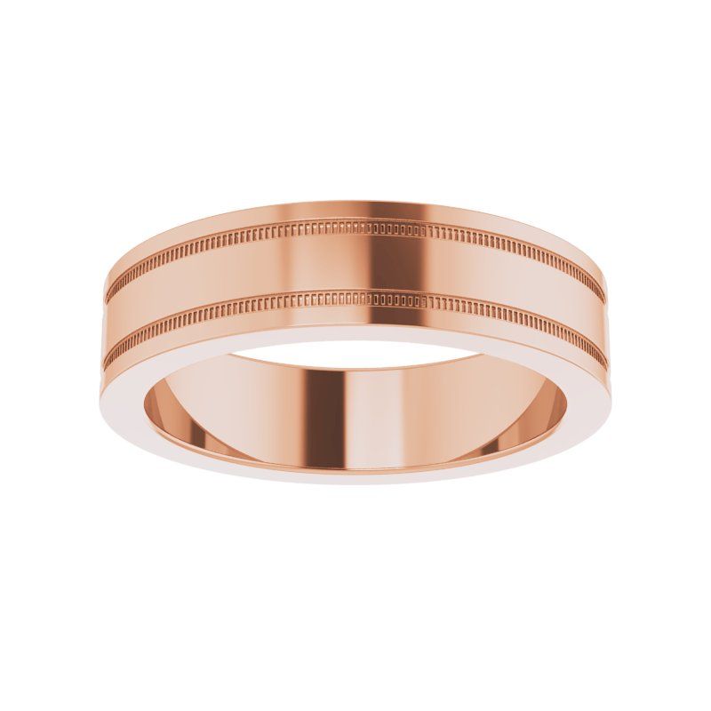 14K Gold Flat Edge Band with Milgrain