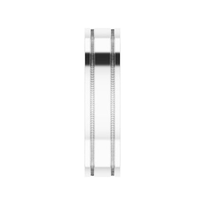 14K Gold Flat Edge Band with Milgrain