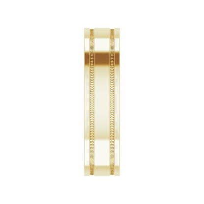 14K Gold Flat Edge Band with Milgrain