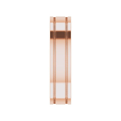 14K Gold Flat Edge Band with Milgrain