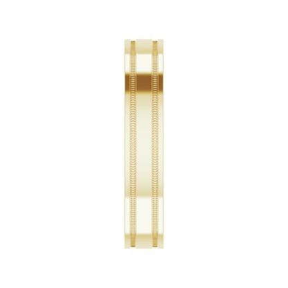 14K Gold Flat Edge Band with Milgrain