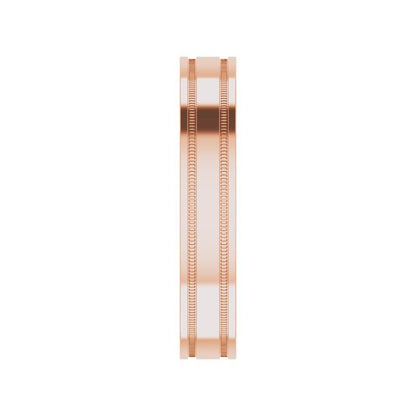 14K Gold Flat Edge Band with Milgrain