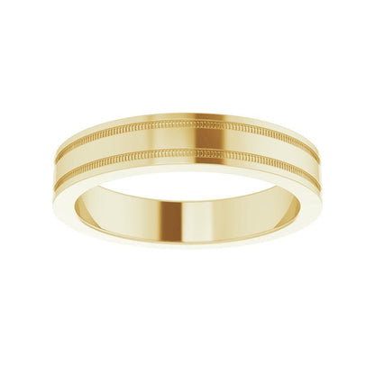 14K Gold Flat Edge Band with Milgrain