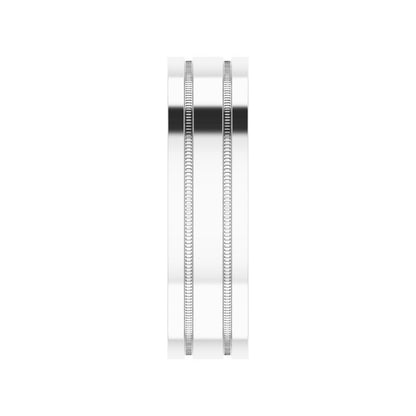 14K Gold Flat Edge Band with Milgrain