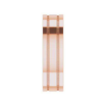 14K Gold Flat Edge Band with Milgrain