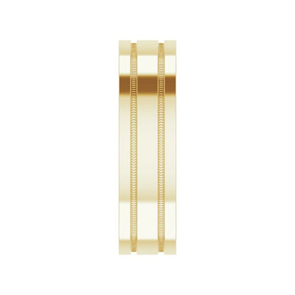 14K Gold Flat Edge Band with Milgrain