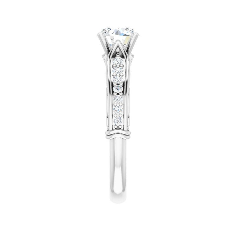 14K Gold Round Victoria Engagement Ring