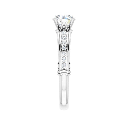 14K Gold Round Victoria Engagement Ring