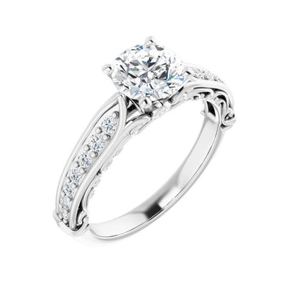 14K Gold Round Victoria Engagement Ring