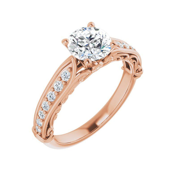 14K Gold Round Engagement Ring