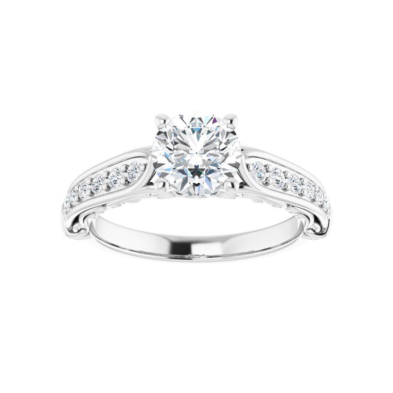 14K Gold Round Victoria Engagement Ring