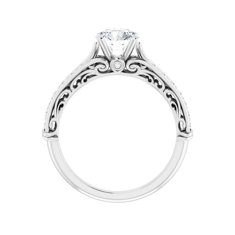 14K Gold Round Victoria Engagement Ring