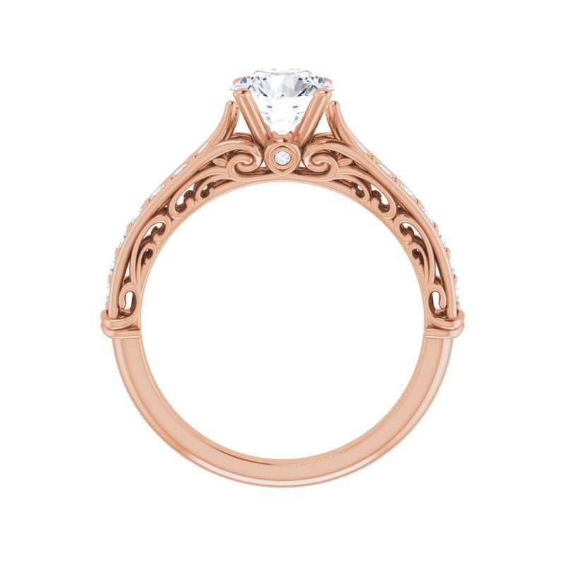 14K Gold Round Engagement Ring