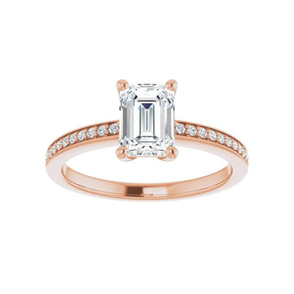 14K Gold Emerald Engagement Ring