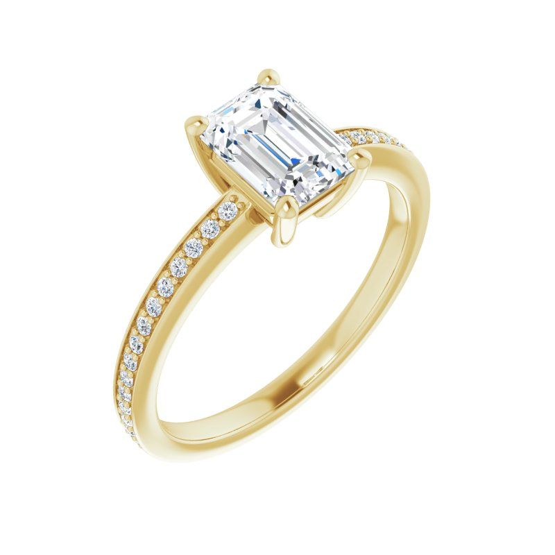 14K Gold Emerald Engagement Ring