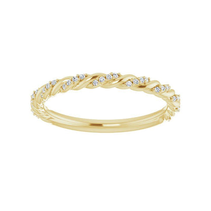 14K Gold Diamond Pave Twisted Fancy Band
