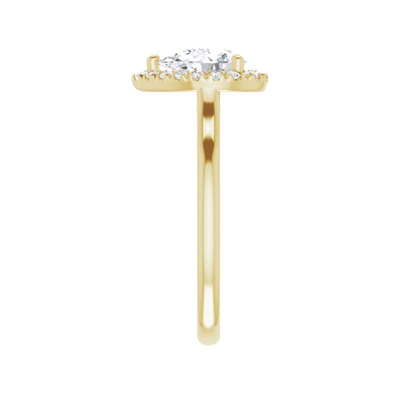 14K Gold Pear Halo Bow Engagement Ring