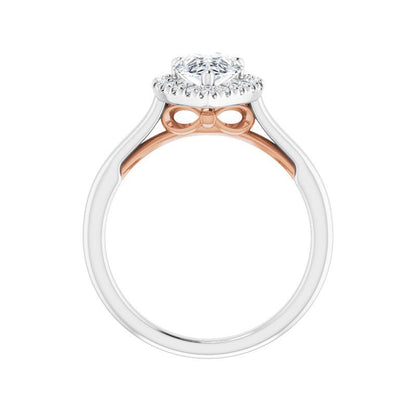 14K Gold Pear Halo Bow Engagement Ring