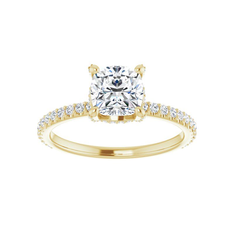 14K Gold Cushion Engagement Ring