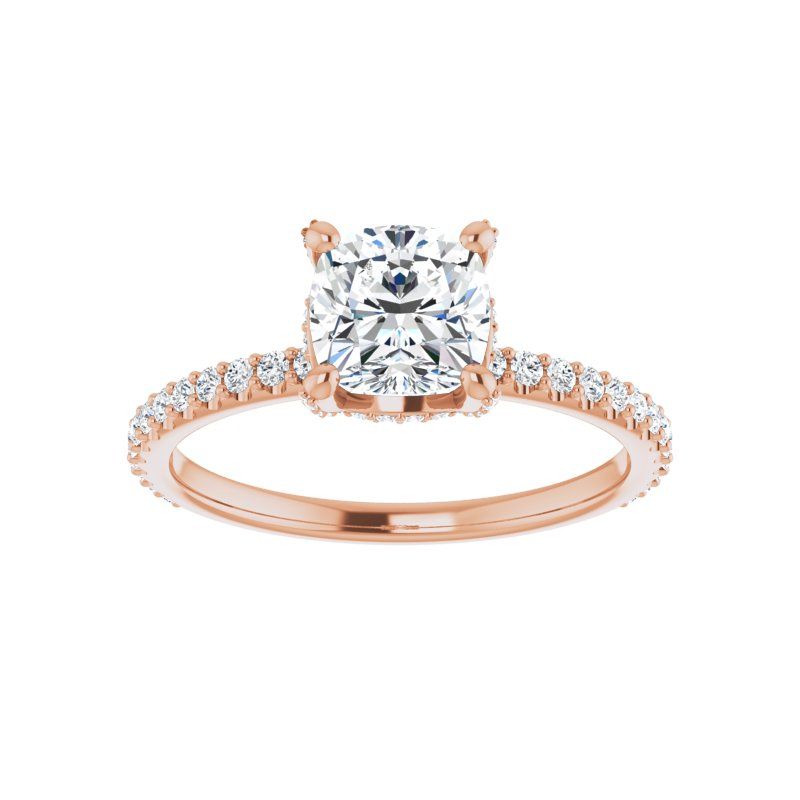 14K Gold Cushion Engagement Ring