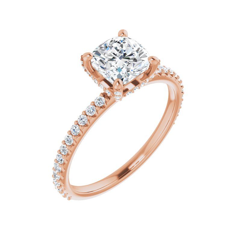 14K Gold Cushion Engagement Ring