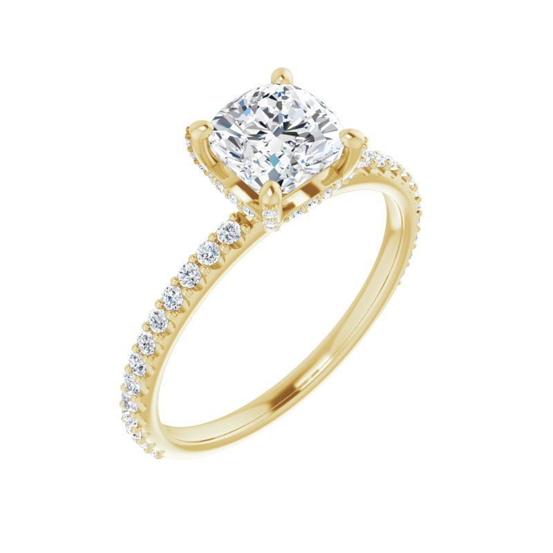 14K Gold Cushion Engagement Ring