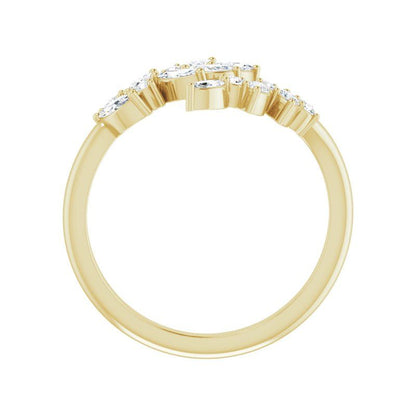 14K Gold Diamond Leaf Ring