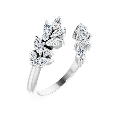 14K Gold Diamond Leaf Ring