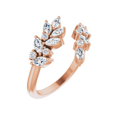 14K Gold Diamond Leaf Ring