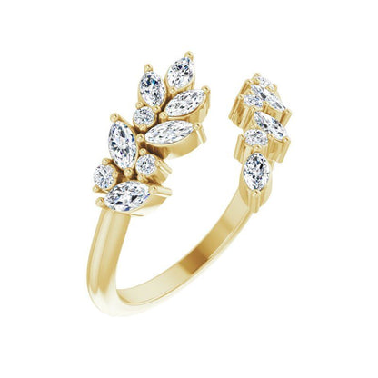 14K Gold Diamond Leaf Ring