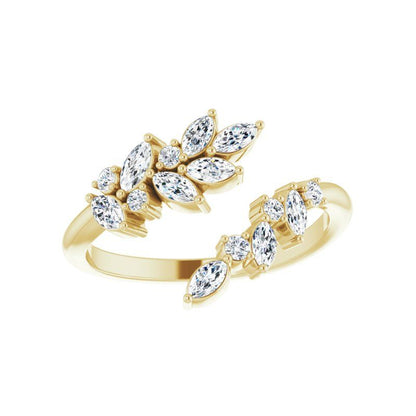 14K Gold Diamond Leaf Ring