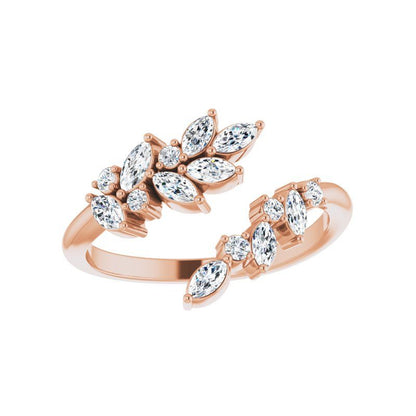 14K Gold Diamond Leaf Ring