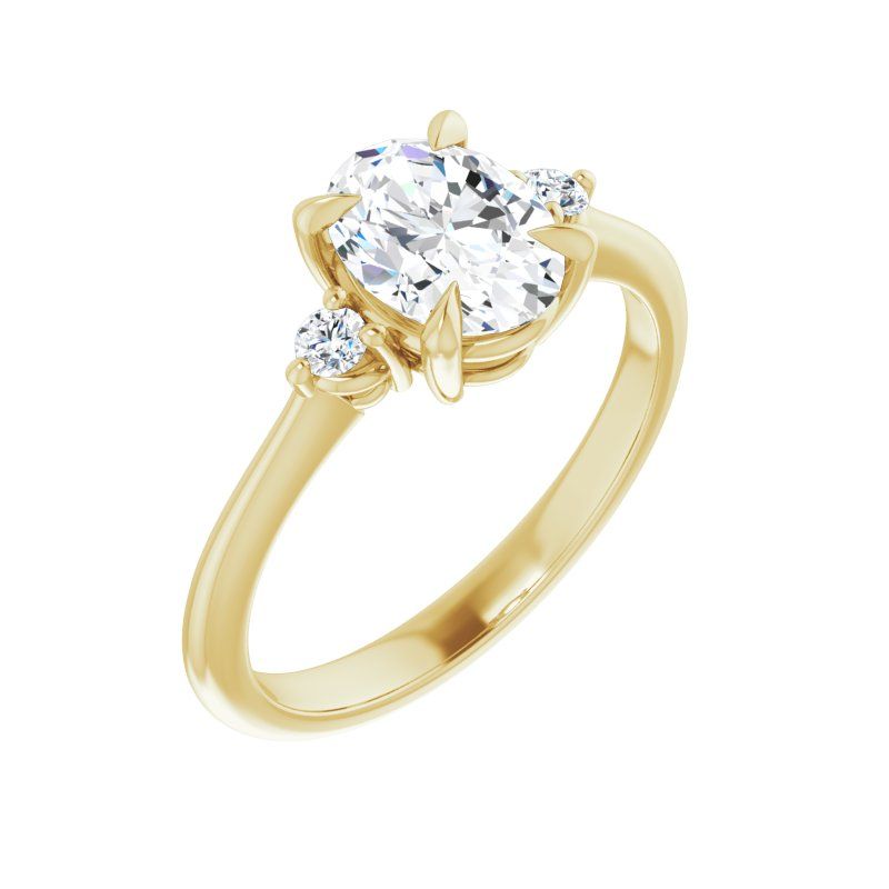 14K Gold 3-stone Oval Engagement Ring