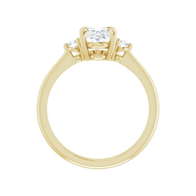 14K Gold 3-stone Oval Engagement Ring