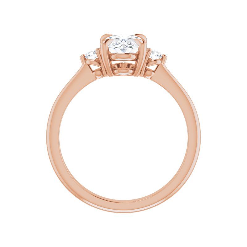 14K Gold 3-stone Oval Engagement Ring