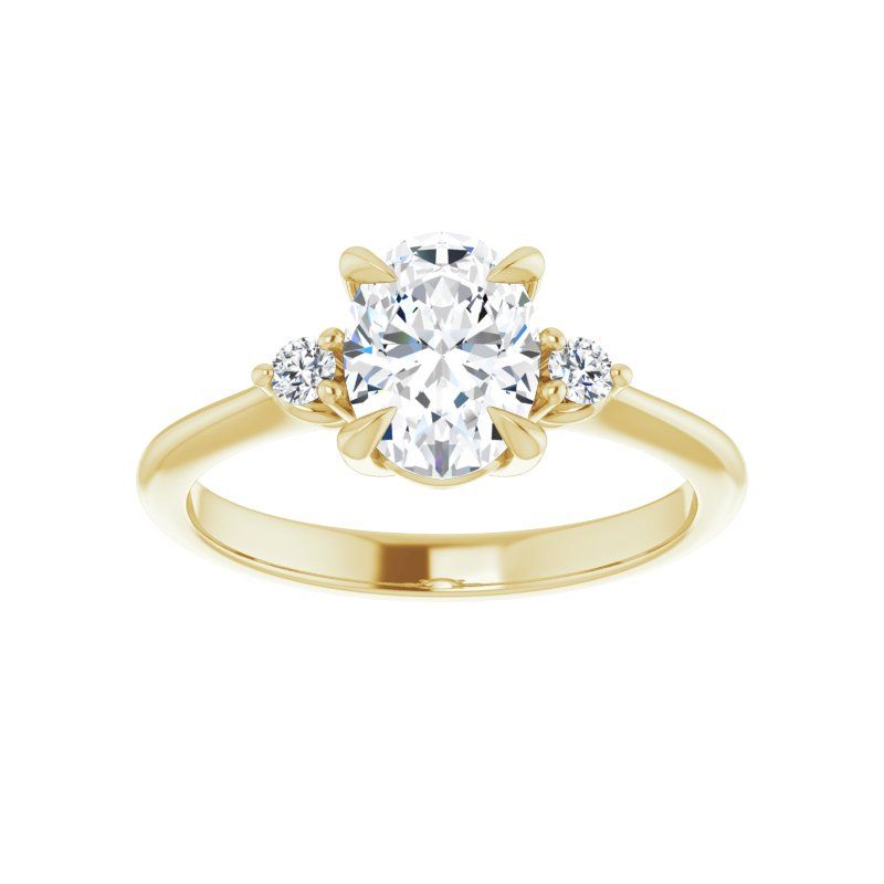 14K Gold 3-stone Oval Engagement Ring