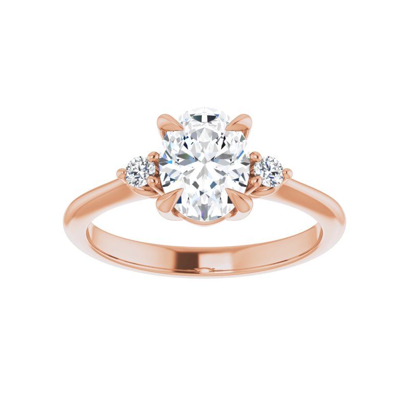 14K Gold 3-stone Oval Engagement Ring