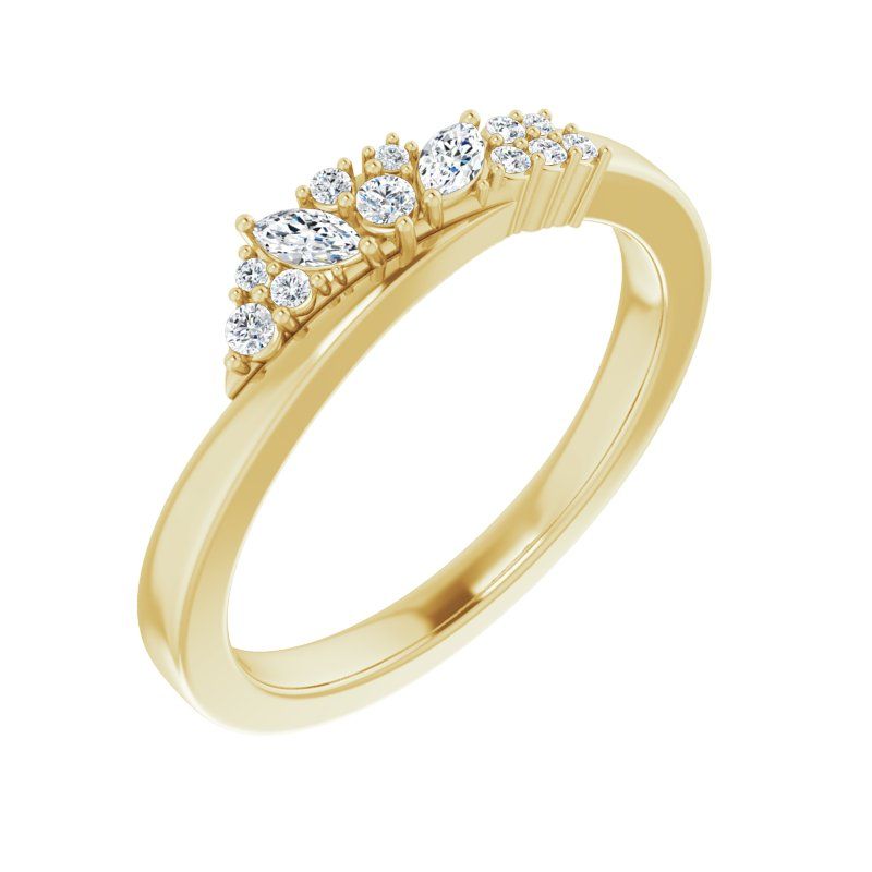 14K Gold Diamond Scattered Ring