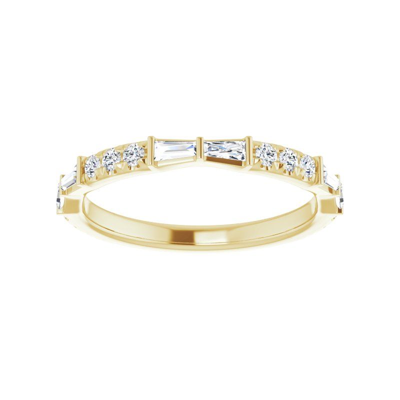 14K Gold Diamond Geometric French-Set Band