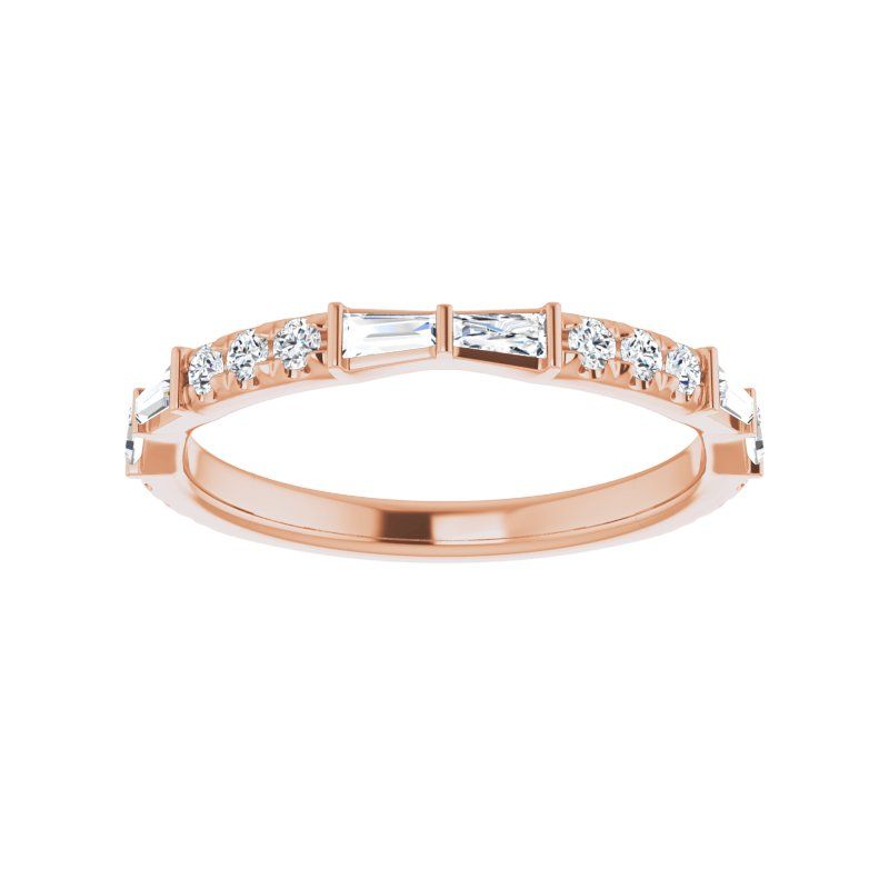 14K Gold Diamond Geometric French-Set Band