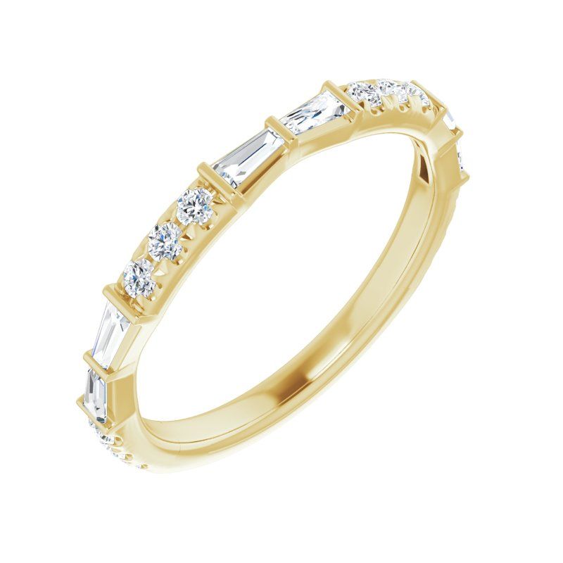 14K Gold Diamond Geometric French-Set Band