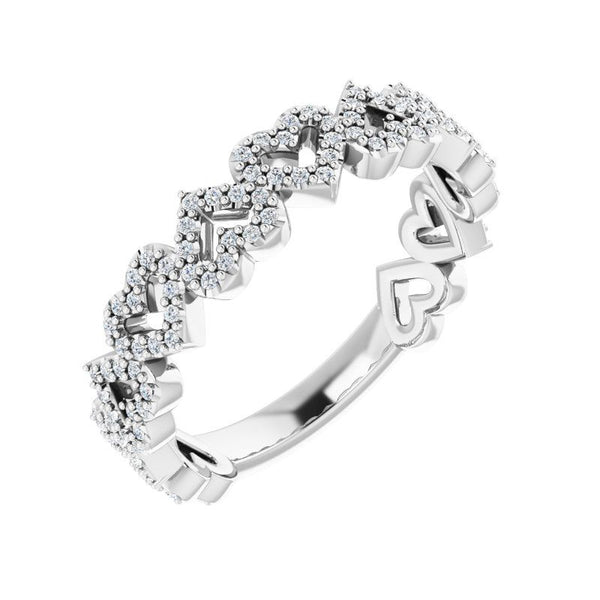 14K Gold Diamond Stackable Heart Ring
