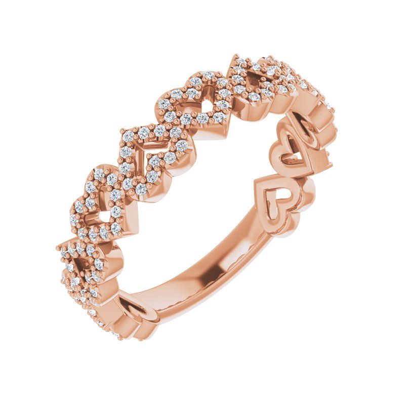 14K Gold Diamond Stackable Heart Ring