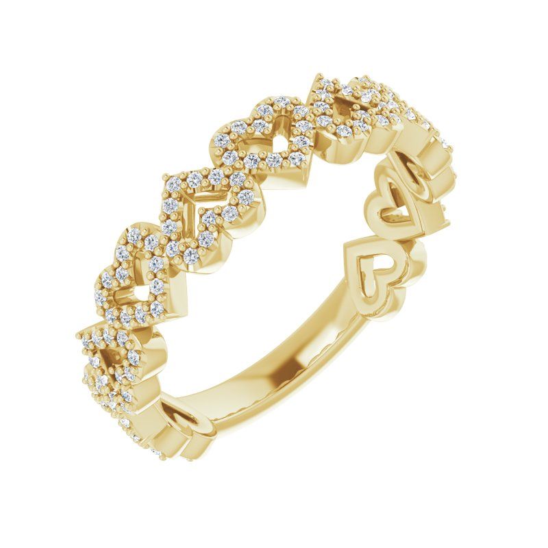 14K Gold Diamond Stackable Heart Ring