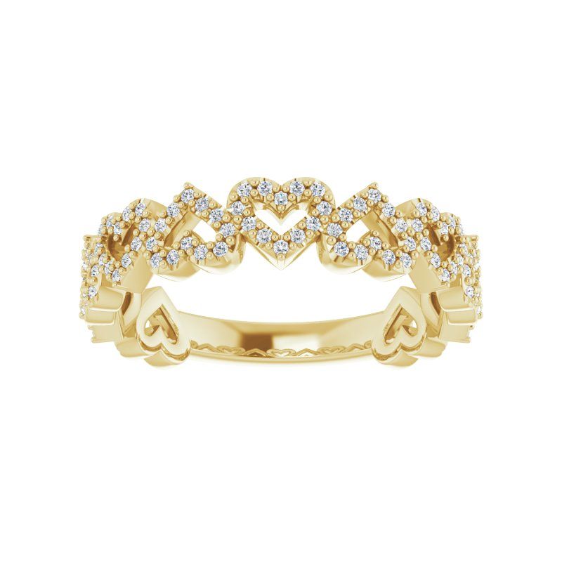 14K Gold Diamond Stackable Heart Ring